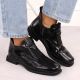 11. Damen-Lackleder-Stiefeletten in Kroko-Optik mit Zierelement, schwarz, Filippo DBT6425