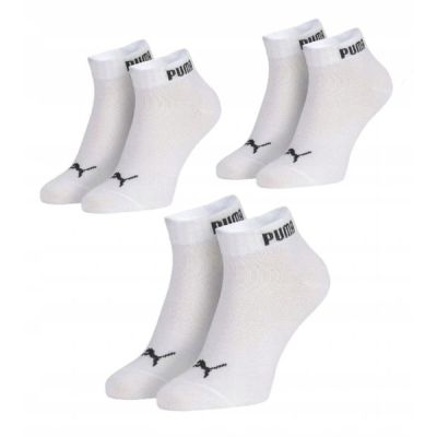 Puma Unisex 3er-Pack Knöchelsocken aus Baumwolle, weiß, bequem