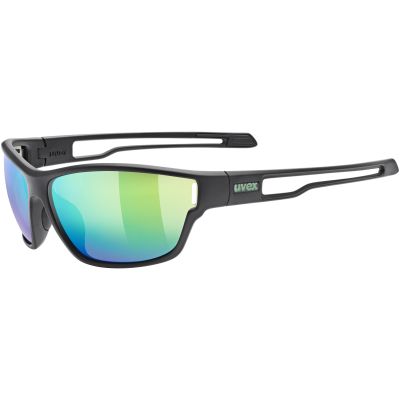 3. Uvex Sportstyle 806 Fahrradbrille – black matt/mirror green