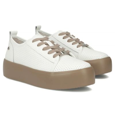 2. Damen-Sportschuhe aus Leder, weiße Creepers, Filippo DP6116