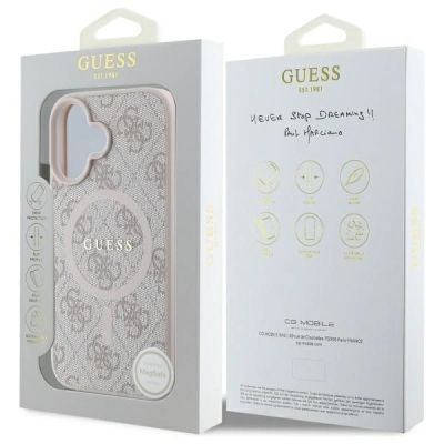 8. Guess 4G Ring Classic Logo MagSafe-Hülle für iPhone 16 – Rosa