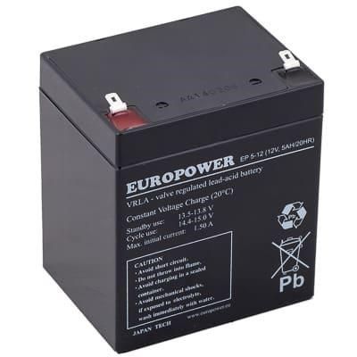 EUROPOWER EP Serie 12V 5Ah T1 AGM Batterie (Lebensdauer 6-9 Jahre)