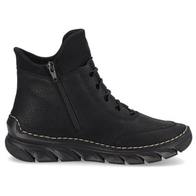 43. Gefütterte schwarze Damen-Ankle-Boots Rieker 55069-00