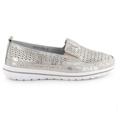 2. Damen-Lederschuhe mit durchbrochenem Muster in Gold, Jezzi 5364