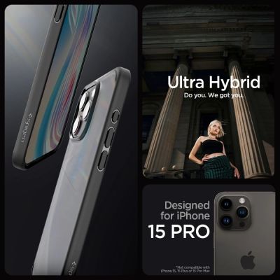 12. Spigen Ultra Hybrid-Hülle für iPhone 15 Pro – transparent und schwarz