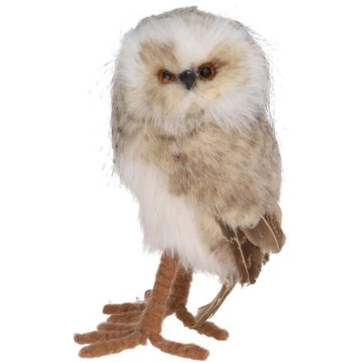 Dekorative Eule, stehend nach links, 17 cm, braun