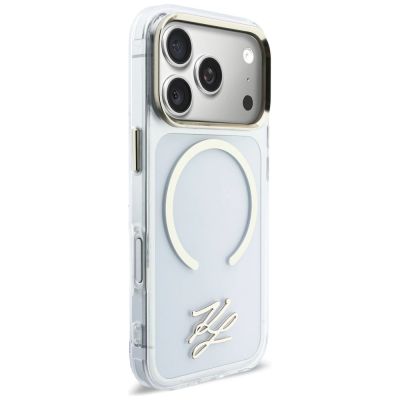 4. Karl Lagerfeld IML KL Script Logo MagSafe Hülle für iPhone 17 Pro Max – Transparent