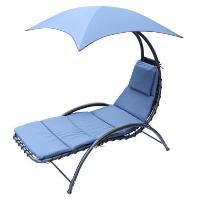 2. BERGAMO Sessel mit Sonnenschirm 200x125x180cm Marineblau