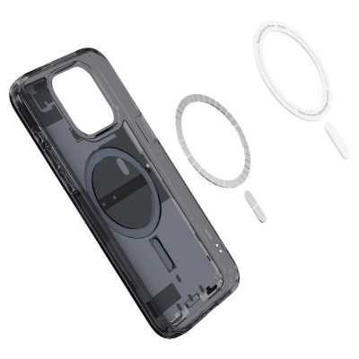 7. Spigen Ultra Hybrid Mag Case mit MagSafe für iPhone 15 Pro – Dunkelgrau (Zero One Pattern)
