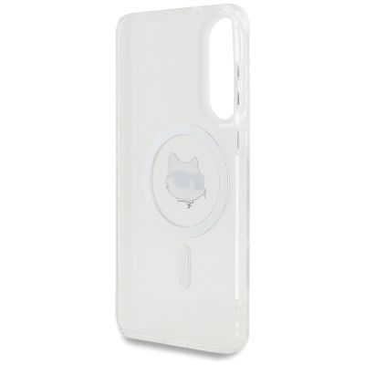 7. Karl Lagerfeld Button Choupette Head Printed Logo MagSafe Case für Samsung Galaxy S25 Edge - Weiß