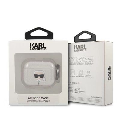 3. Karl Lagerfeld Glitter Karl's Head Case für AirPods 3 - Silber