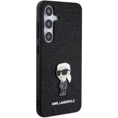 4. Karl Lagerfeld Fixed Glitter Ikonik Logo Metal Pin Hülle für Samsung Galaxy S24+ – Schwarz
