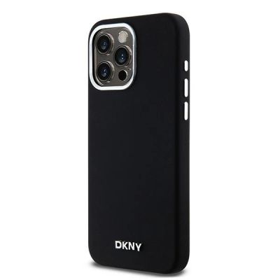 2. DKNY Flüssigsilikon-Hülle mit kleinem Metalllogo und MagSafe-Funktion für iPhone 15 Pro Max – Schwarz