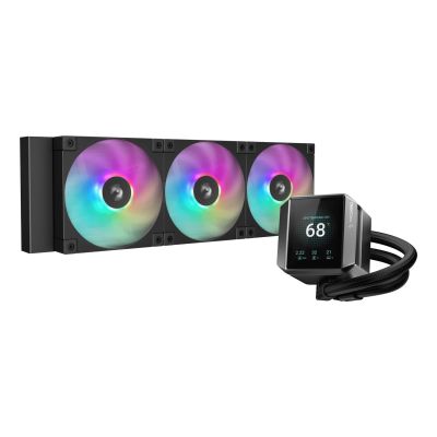 8. DeepCool MYSTIQUE 360 ARGB All-in-One-Flüssigkeitskühler für Prozessoren, 12 cm, Schwarz, 1 Stück.