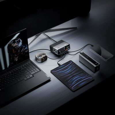 16. Cuktech TA3005U 300W 5-in-1 Ladestation mit Digitalanzeige – Silber