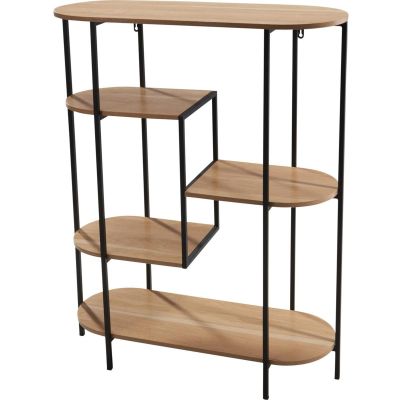 5-stufiger ovaler Blumenständer mit Ablagen, 77 x 30 x 95 cm, Tischplatte aus Holz