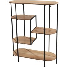 5-stufiger ovaler Blumenständer mit Ablagen, 77 x 30 x 95 cm, Tischplatte aus Holz