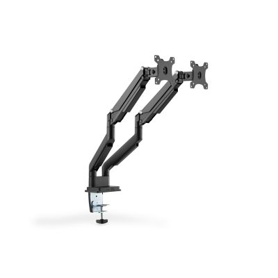 33. Doppelter Schreibtischarm (Klemme) für 2 x LCD-Monitore, max. 32 Zoll, max. 2 x 9 kg, neig- und schwenkbar, schwarz