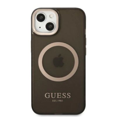 3. Guess Gold Outline Translucent MagSafe Hülle für iPhone 13 – Schwarz