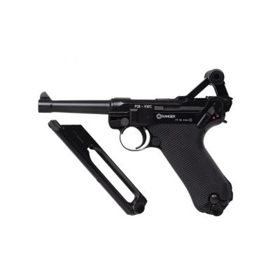 7. Luftpistole RANGER P08 Parabellum KWC Kal. 4,5 BBs BLOW BACK 21 Schuss VOLLMETALL CO2 (AAKCMB410AZB)