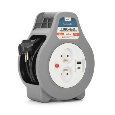 MONTIS VERLÄNGERUNGSKABEL FÜR HAUSHALT MIT ZWEI USB-A- UND USB-C-STECKDOSEN, 10 M, GRAU, MT188