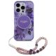 2. Guess IML Flowers MagSafe Hülle mit Perlenriemen für iPhone 16 Pro Max – Lila