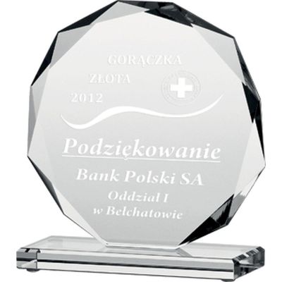8. gravierte Glastrophäe