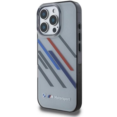 2. BMW Motosport IML Random Stripes Hülle für iPhone 16 Pro – grau