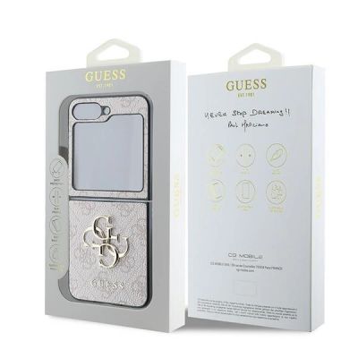 8. Guess Leder 4G Metall-Logo-Hülle für Samsung Galaxy Z Flip 6 – Rosa