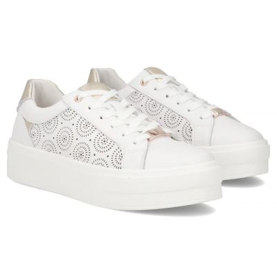 4. Filippo DP7668/26 weiße Leder-Plateauschuhe