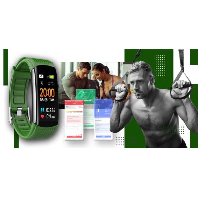 6. Smartwatch GIEWONT Schwarz und Grün 2 Armbänder GW200-5