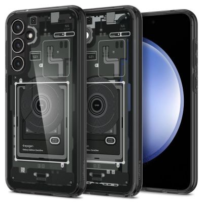 Spigen Ultra Hybrid-Hülle für Samsung Galaxy S23 FE – Dunkelgrau (Zero One-Muster)