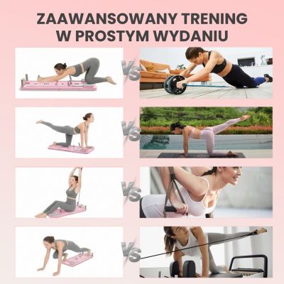 11. Extralink | Pilates-Board | rosa, Reformer für Bauchmuskel- und Liegestützübungen