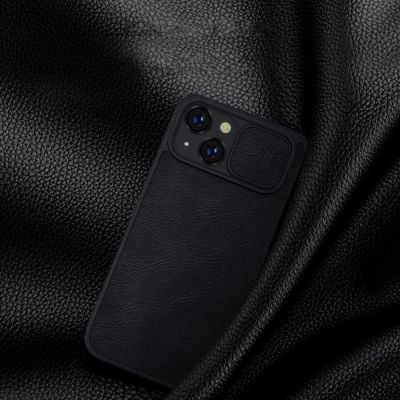 13. Nillkin Qin Leder Pro Hülle iPhone 14 Plus Kamera Cover Holster Cover Flip Case Schwarz