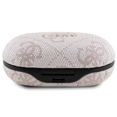 3. TWS Guess 4G Metall-Bluetooth-Kopfhörer mit ENC-Dockingstation – Pink