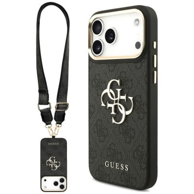 Guess 4G Big 4G Classic Logo Big Strap Metal Buttons Hülle für iPhone 18 Pro Max / 17 Pro Max – schwarz