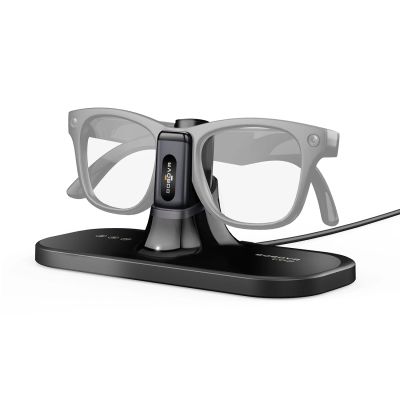 BoboVR CG2 3-in-1 Ladestation für Smart Glasses mit Clip, 350 mAh Akku und Etui – Schwarz