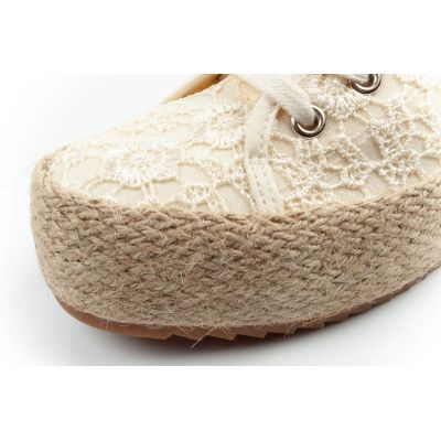 6. Lee Cooper Damen-Sneaker mit Schnürung, beige Plateau
