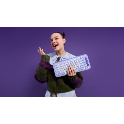 12. Logitech Pop Icon Combo Tastatur und Maus inklusive, universelle Bluetooth-QWERTZ-Tastatur, türkisch-lila, weiß