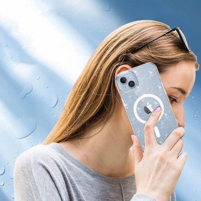 5. Tech-Protect FlexAir Hybrid MagSafe Hülle für iPhone 13 / 14 – transparent und glitzernd