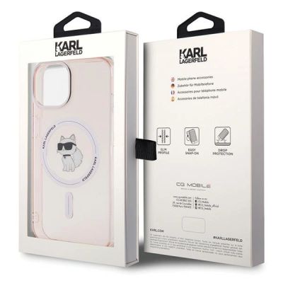 8. Karl Lagerfeld IML Choupette MagSafe Hülle für iPhone 15 – Rosa