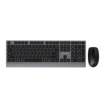 GEMBIRD Kabelloses Tastatur- und Maus-Set mit Dual-Modus, 2,4 GHz + Bluetooth, schlank, russisches Layout, Schwarz