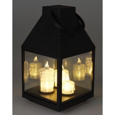 3. Adventslaterne, LED, 25 cm, 3 Kerzen