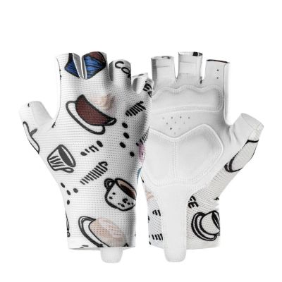 Rockbros S389 Damen-Radhandschuhe, kurz, stoßdämpfend, Größe L – Weiß