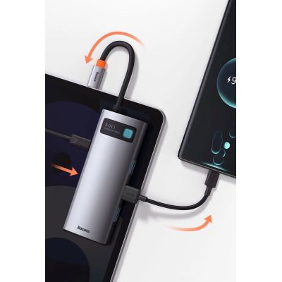 13. Baseus Metal Gleam Series 5-in-1 Multifunktions-HUB USB Typ C - USB Typ C Stromversorgung 100 W / HDMI 4K 30 Hz / 3x USB 3.2 Gen 1 (CAHUB-CX0G)