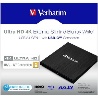 6. VERBATIM EXTERNES BLU-RAY-LAUFWERK X6 ULTRA HD 4K USB-C 3.1 43888