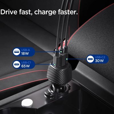 3. Spigen Essential EV1133 3-Port-Autoladegerät – Schwarz