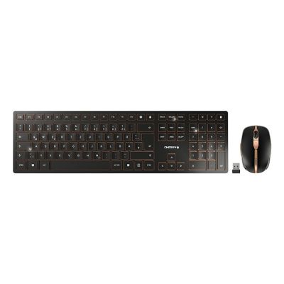 CHERRY DW 9100 SLIM Tastatur und Maus inklusive, universell, kabellos (RF) + Bluetooth, QWERTZ, Deutsch, Schwarz