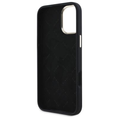 7. Guess Silikon Logo Strass 4G Hülle für iPhone 16 – Schwarz
