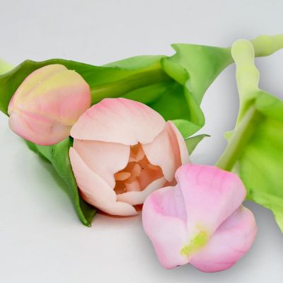 13. Strauß aus 7 rosa Tulpen, 31 cm, naturgetreue Frühlingsdekoration